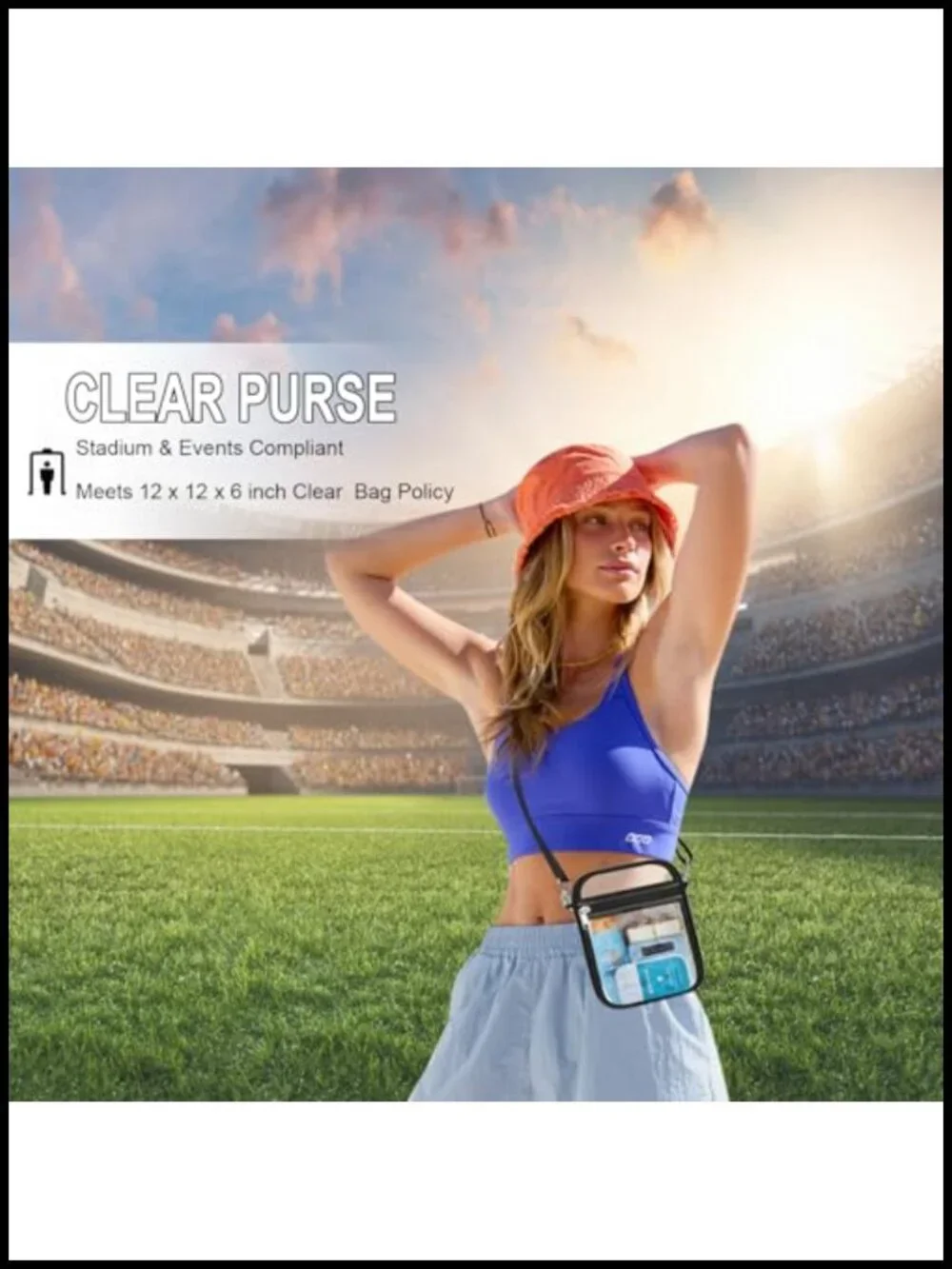 Clear Purse for Women Stadium Approved Hobo Shoulder Bag PVC Water-Resistant